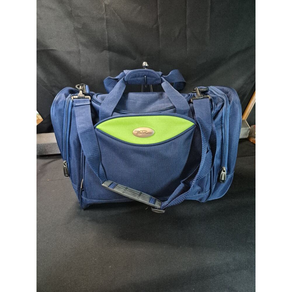 Bella Russo Duffel Bag Blue Green Gym Travel Suitcase Nylon 4 Pockets,